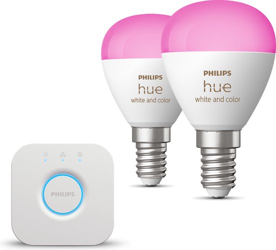 Philips Hue Starterspakket E14 - 2 Kogellampen - White and Color Ambiance