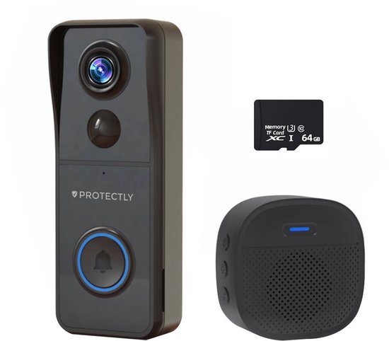 Protectly® 4K Ultra HD Slimme Draadloze Video Deurbel Met Camera - Geen