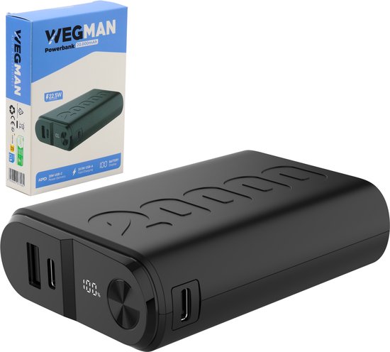 Wegman Powerbank 20000 mAh Compact 22.5W Snellader